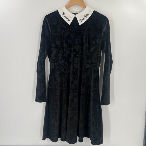 Disney Villains Stitch Shoppe M Velvet Dress Peter Pan Collar Goth Loungefly - Picture 1 of 14